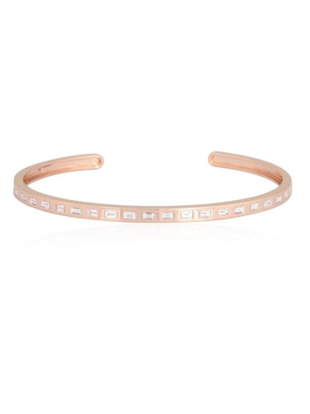 Linear Baguette 14K (or 18k upon request) Rose Gold Diamond Cuff Bracelet
